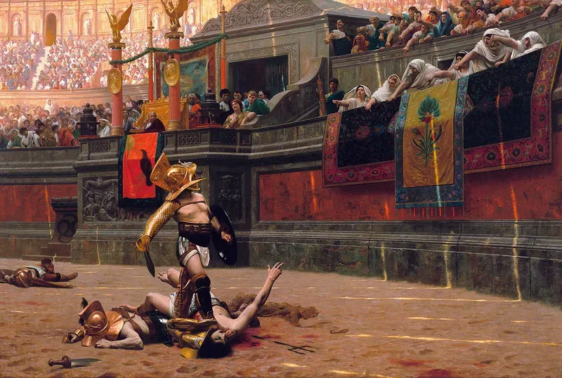 Pollice Verso Jean-Léon Gérôme, Public domain, via Wikimedia Commons