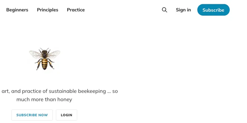 Screenshot of the home page links on theapiarist.org
