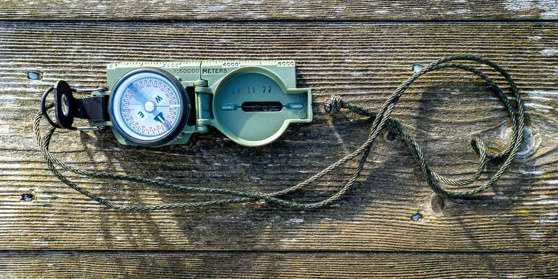 Compass on a weathered board