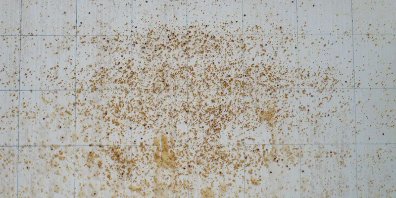 Picture of a white tray with debris from a bee hive on it