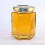 12ox hex jar with clear (runny) honey. The Apiarist