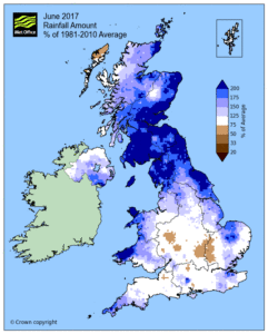 June 2017 rainfall anomaly from 1981-2010